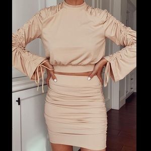 Trendy ribbed skirt set